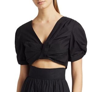 ALC Cropped Puff Short Sleeve Top Organic Cotton Size 6 Black Minimalist Ryan